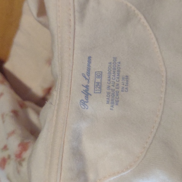 Ralph Lauren Baby‎ Girl 12 Month Pink Floral Velour 2 Piece Track Suit - Picture 2 of 6